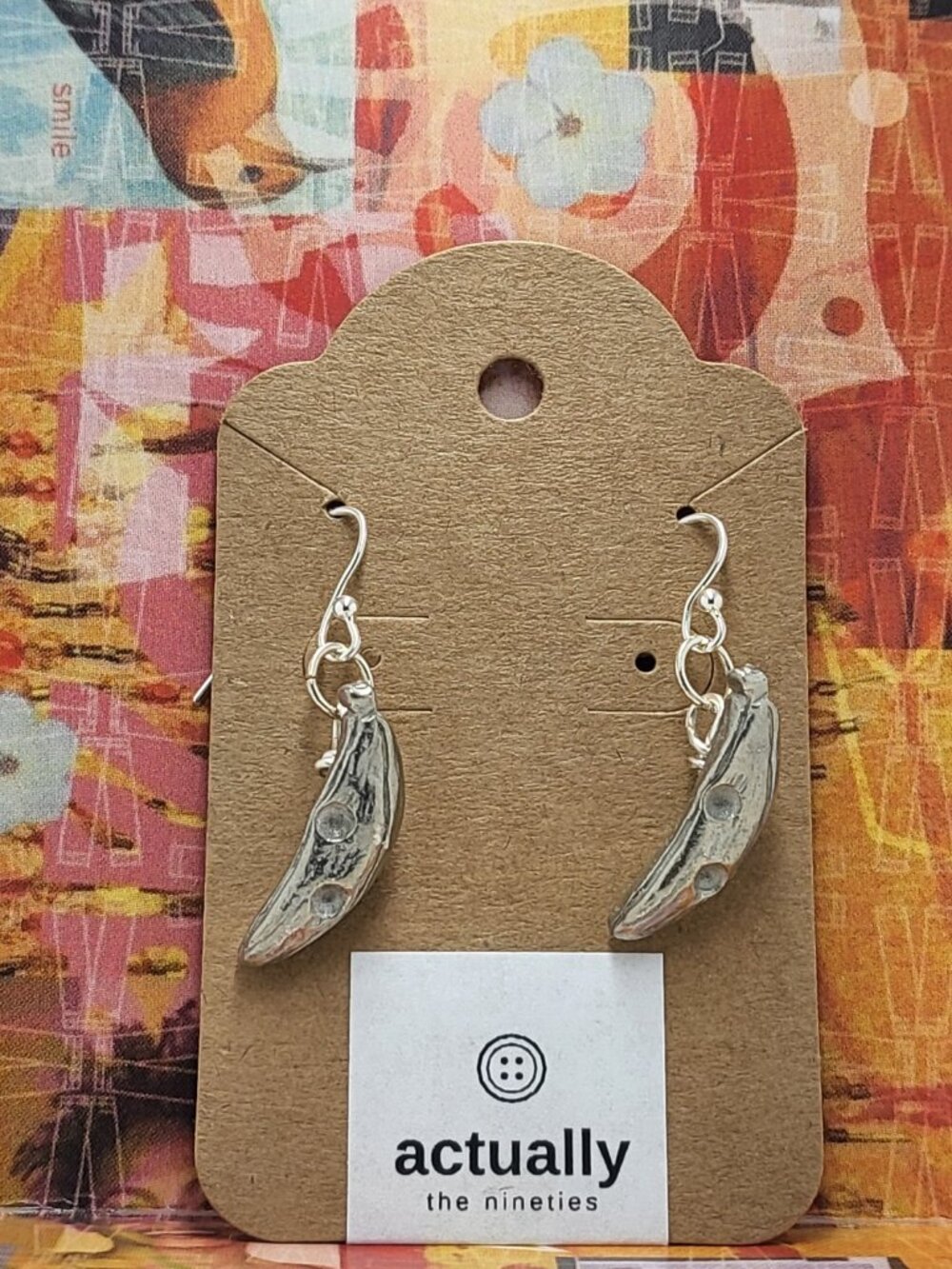 Earrings with vintage Todd Oldham Buttons 90s silver tone